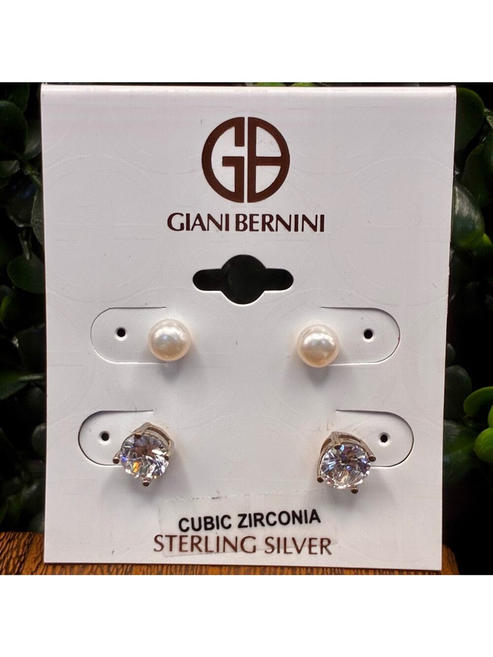 Giani Bernini Silver Pearl and Zirconia Stud Earrings